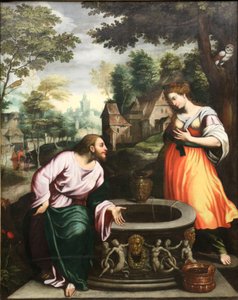 Jesús y la samaritana de Benvenuto Tisi da Garofalo